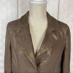 Lafayette 148 New York metallic gold brown long sleeve linen blazer jack… Size 10 Photo 1