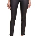 DL1961  Emma Power Legging Leather & Coated Waxed Skinny Jeans Black Size 24 NEW Photo 2