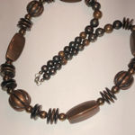 Vintage Bronze Tone Gunmetal Gray Dark Metal Beaded Boho Necklace Photo 1
