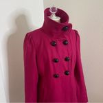 Guess Medium Magenta Pea Coat Wool Blend Cute Accents High Collar Mid Length Photo 5