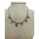 Vintage Krementz Silver Tone Crystal Leaf Flowers Wedding Bridal 15" Necklace‎ Photo 3
