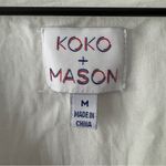 Koko + Mason White Cropped Wrap Top 3/4 sleeve snap v Photo 8