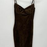 Olivaceous Brown Suede Spaghetti Bodycon Faux Wrap Dress Underbust Women XS NWT Photo 0