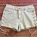 easel LA DENIM GREY CUT OFF LACE UP SIDE WESTERN SHORTS Photo 0