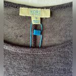 Kori  Elegant Gray Heathered Lace Trim Top Photo 6