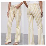 Anthropologie NWT  Pilcro The Icon Flare Jeans Yellow Textured Stripe size 27 Photo 1