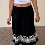 Rafaella Low waisted black linen and white boho hippie midi skirt with lace detailing Photo 1