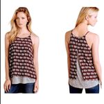 Anthropologie Porridge Suitcase Print Layered Split Back Tank Top S Black Photo 2