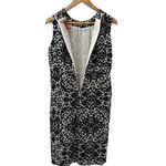 Tory Burch  Monochrome Silk-Blend Shift Dress‎ Black/White Florals Size 6 Photo 5