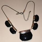 NY Brand Elegant Black and Silver Tone Statement Necklace Photo 1