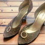 Charlotte Russe Size 9 Brown Leopard Animal Print Peep Toe Jeweled Heels Photo 0