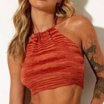 Motel  Roena Crop Top In Space Dye Tangerine Strawberry size S Photo 4