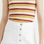 Madewell Button Front Stretch A-Line Mini Skirt White Denim Women's Size 14 Photo 0