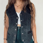 BB Dakota Vintage Y2K black suede leather vest with button front and pockets Photo 0