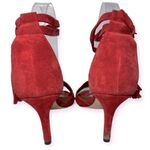 Yvonne Kone Women’s Size 38 7.5 Red Suede Wrap Tassel Ankle Open Toe Pumps Heels Photo 7