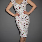 Stop Staring! Retro Pinup Wiggle Dress White Cherry Print 14 Photo 0