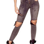 One Teaspoon  Gray Skinny Leg Distressed Ankle Cropped Pants(Size 26) Photo 0