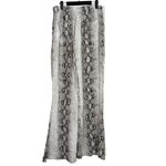 ZARA  Snakeskin Print Flared Trousers Satin Effect Lightweight XL Cream Brown Photo 3