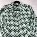 J.Crew Green Navy Blue Bee Pattern Button-Up Shirt Perfect Fit Women’s Size 10 Photo 1