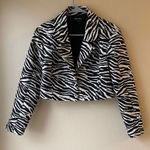 For Love and Lemons Josie Zebra Blazer in Size Small Black Photo 0