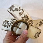 Nine West Vintage Cream Gold Tone Studded Belt Womens XL Boho Fall Western Photo 0