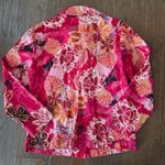 Coldwater Creek Units Shirt Jacket Womens Size Medium Petite Cotton Red Pink Floral Embellished Photo 1