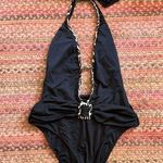 Nanette Lepore  SEXY BLACK ONE PIECE CHEETAH PRINT TRIM BELTED SWIM BIKINI Photo 0
