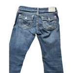 L.A. Idol Rhinestone Flap Pocket Capri Jeans Thick Stitch Size 7 made in USA Blue Photo 1