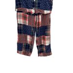Aerie  Flannel Pajama Set Madras Plaid Check Leopard Blue Red Size Small / Medium Photo 3
