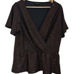 Lane Bryant  Classic Flutter-Sleeve V-Neck Peplum Top copper shimmer size 18 / 20 Photo 1