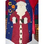 VTG Handmade Womens Christmas Vest Santa Snowman Tree Appliques Holiday Fun Sz L Blue Size L Photo 2