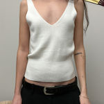 kilte los angeles white ribbed knit v neck cotton cashmere sweater tank top Photo 0