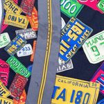 Perry Ellis Vintage  Silk Square Scarf Colorful License Plate Novelty Print 31” Photo 5