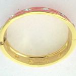 Anne Klein PINK CORAL ENAMEL GOLDTONE BLINGE HINGED CLAM CUFF BRACELET Photo 2