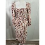 House of Harlow  1960 Linen Blend Palm Leaf Midi Dress Floral Smocked Size XS Photo 1