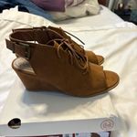 SO  Brown Lace-Up Peep-Toe Heels Photo 2