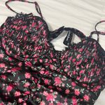 Victoria's Secret  Black and Pink Floral Lingerie Set Photo 1