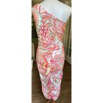 Love x Design One Shoulder Midi Dress XL Multicolor Marble Print Ruched Bodycon Photo 4