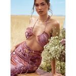 House Of CB  Kasia Purple Swirl Cutout Midi Dress Sz. L Photo 3