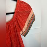 Pitusa Red Burnout Off Shoulder Embroidered Tiered Midi Dress Size XS Photo 4