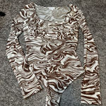 Le lis  Brown and White Swirl Bodysuit Photo 4