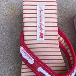 Y2K 2000s American Eagle Chunky Platform Wedges Thong Sandals Red Striped Boho Sporty Flip Flop Size 7 Photo 4