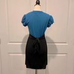 Speechless  Ruffled Front Dress With Waist Tie Belt Black & Blue Size Small Photo 1
