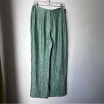 Nanushka Tabbie Green Metallic Crinkled Viscose Wide Leg Plisse Crepe Trousers L Size L Photo 7