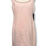 Karl Lagerfeld NWT  Blush Pink Tweed Textured Mini Dress Silver Chain Trim New Photo 0