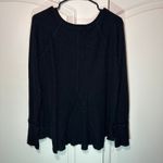 Michael Stars LA Black Thermal Waffle Knit Long Sleeve Top Oversized Medium Photo 3