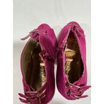 Shoedazzle Woman’s Shoe Dazzle Jovanna Pink Suede Size 8 Gold Stiletto Heel Platform Photo 10