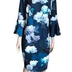 Calvin Klein Blue, White and Purple Flower Dress Photo 1