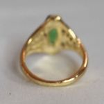 Source Unknown Divine Clover Green Marquise Cut Glass Stone Gold Tone Metal Size 9 Y2K Ring Photo 4