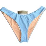 J.Crew  Curved Waist Cheeky Bikini Bottom Light Blue Mist Size Medium High Cut Photo 0